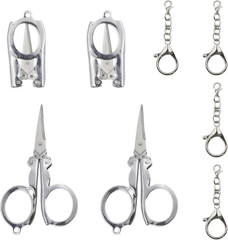 4Pcs Small Foldable Scissor, Stainless Steel Small Scissors with Key Chain, Portable Mini Scissors For Family Travel in Saudi Arabia