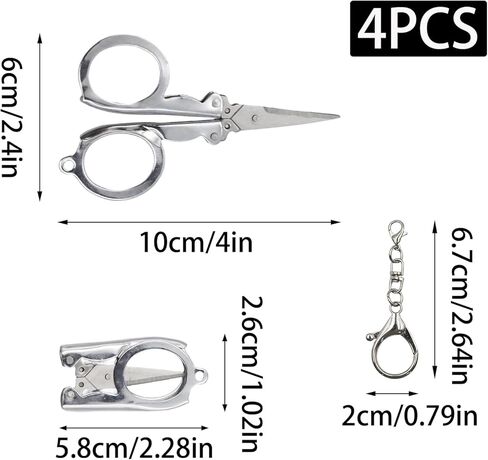 4Pcs Small Foldable Scissor, Stainless Steel Small Scissors with Key Chain, Portable Mini Scissors For Family Travel in Saudi Arabia