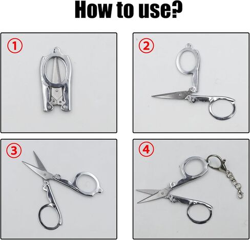 4Pcs Small Foldable Scissor, Stainless Steel Small Scissors with Key Chain, Portable Mini Scissors For Family Travel in Saudi Arabia
