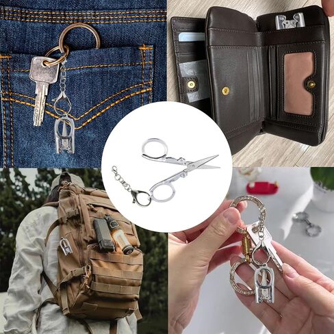 4Pcs Small Foldable Scissor, Stainless Steel Small Scissors with Key Chain, Portable Mini Scissors For Family Travel in Saudi Arabia