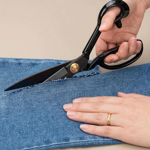 Fabric Scissors Set, 3-Piece Black Sewing & Crafting Set - Manganese Steel Sewing Scissors, Embroidery Scissors & Measuring Tape for Sewing, Fabric Cutting, Tailoring in Saudi Arabia