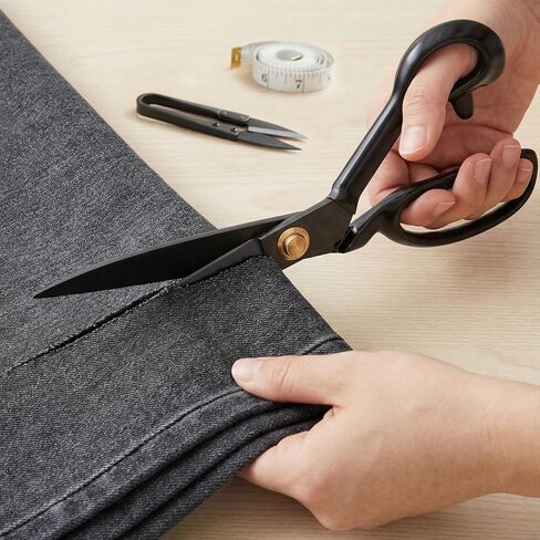 Fabric Scissors Set, 3-Piece Black Sewing & Crafting Set - Manganese Steel Sewing Scissors, Embroidery Scissors & Measuring Tape for Sewing, Fabric Cutting, Tailoring in Saudi Arabia
