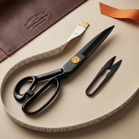 Fabric Scissors Set, 3-Piece Black Sewing & Crafting Set - Manganese Steel Sewing Scissors, Embroidery Scissors & Measuring Tape for Sewing, Fabric Cutting, Tailoring in Saudi Arabia