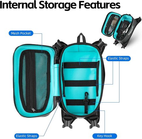 Rhinowalk Motorcycle Tank Bag, Waterproof 2L Motorbike Front Bag with Removable Liner, MOLLE System, Internal Organizer, Reflective Logo, Charging Port Design in Kuwait
