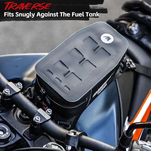 Rhinowalk Motorcycle Tank Bag, Waterproof 2L Motorbike Front Bag with Removable Liner, MOLLE System, Internal Organizer, Reflective Logo, Charging Port Design in Kuwait