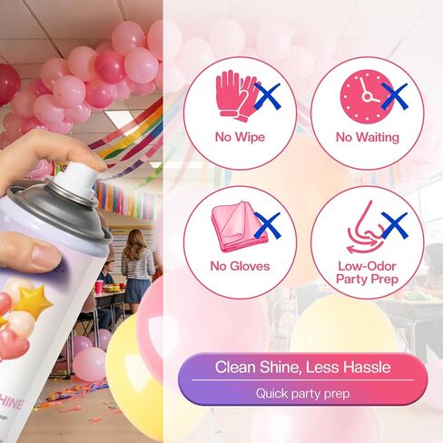 Balloon Shine Spray 2-Pack: Fast-Drying Non-Greasy Polish for Latex Balloons - Long Lasting High Gloss for Birthday Wedding Party Decorations, 13.52 oz Total in Saudi Arabia