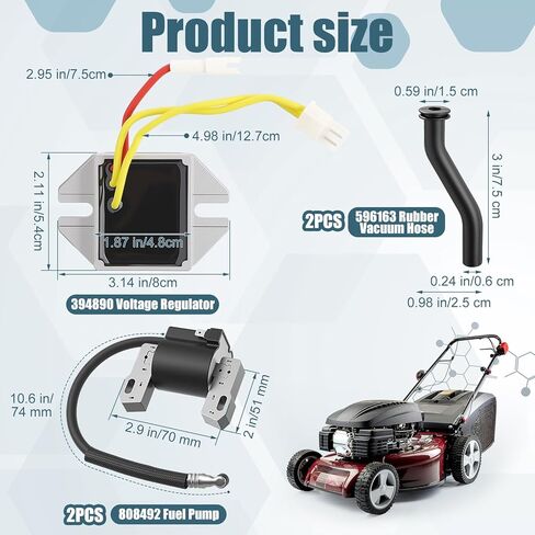 Kingdder 592846 Ignition Coil Pack Compatible with Briggs and Stratton, 12 Volt Voltage Regulator 394890, 596163 Rubber Vacuum Hose Tractor Lawn Mower Parts in Kuwait