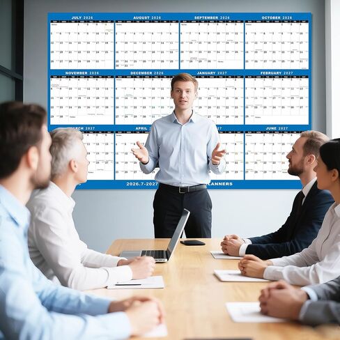 24"x36" Large Academic Wall Calendar 2026-2027, Jul 2026 - Jun 2027, 12 Months Reversible Yearly Planner, Wet & Dry Erase Laminated Erasable Large Calendar, Vertical/Horizontal Reversible, Yearly Wall Planner with Julian Dates in Saudi Arabia