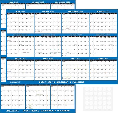 32"x48" Large Academic Wall Calendar 2026-2027, Jul 2026 - Jun 2027, 12 Months Reversible Yearly Planner, Wet & Dry Erase Laminated Erasable Large Calendar, Vertical/Horizontal Reversible, Yearly Wall Planner with Julian Dates in Saudi Arabia