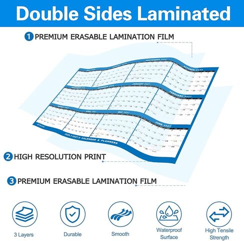 32"x48" Large Academic Wall Calendar 2026-2027, Jul 2026 - Jun 2027, 12 Months Reversible Yearly Planner, Wet & Dry Erase Laminated Erasable Large Calendar, Vertical/Horizontal Reversible, Yearly Wall Planner with Julian Dates in Saudi Arabia