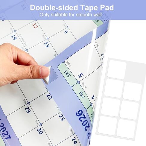 24" x 36" Academic Wall Calendar 2026-2027, July 2026 - June 2027 Folded Wet & Dry Erase, Large Wall Calendar 12 Month, Vertical/Horizontal Reversible, School Yearly Wall Planner with Julian Dates in Saudi Arabia