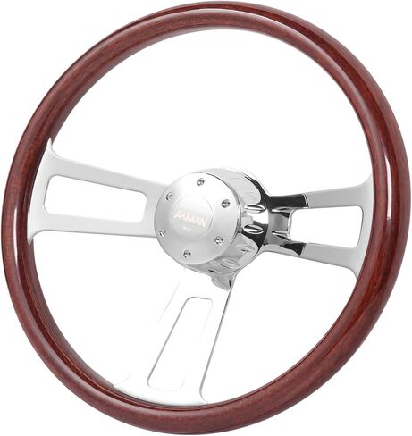 18 inch Wood Truck Steering Wheel 5 bolts 3 Spoke Aluminum Chrome Plated Steering Wheel for Semi Trailers,Trucks for Kenworth,for Peterbilt,for Volvo, for Freightliner (Blue) in Kuwait