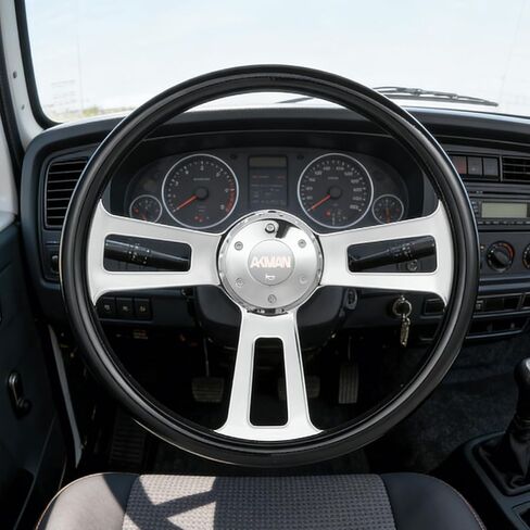18 inch Wood Truck Steering Wheel 5 bolts 3 Spoke Aluminum Chrome Plated Steering Wheel for Semi Trailers,Trucks for Kenworth,for Peterbilt,for Volvo, for Freightliner (Blue) in Kuwait