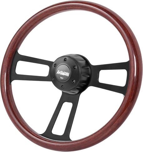 18 inch Wood Truck Steering Wheel 5 bolts 3 Spoke Aluminum Chrome Plated Steering Wheel for Semi Trailers,Trucks for Kenworth,for Peterbilt,for Volvo, for Freightliner (Blue) in Kuwait