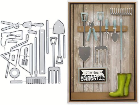 Lapoo Tool Metal Cutting Die for Scrapbooking - Durable, Cut Stencils for DIY Scrapbook Photo Album Decorative Paper Card, Card Making Supplies, Embossing (Agricultural Tools 4.7 x 4.6 in) in Saudi Arabia