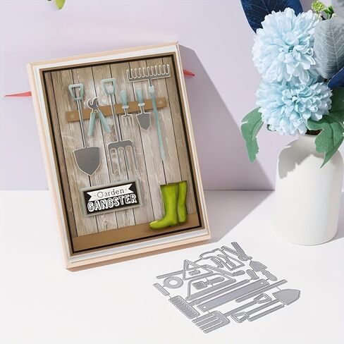 Lapoo Tool Metal Cutting Die for Scrapbooking - Durable, Cut Stencils for DIY Scrapbook Photo Album Decorative Paper Card, Card Making Supplies, Embossing (Agricultural Tools 4.7 x 4.6 in) in Saudi Arabia