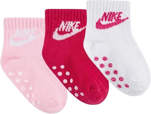 جوارب Nike للأطفال الصغار بمقبض الكاحل (3 أزواج) (الولايات المتحدة، العمر، 6 أشهر، 12 شهرًا، أسمر/رمادي/أزرق مخضر) in Saudi Arabia