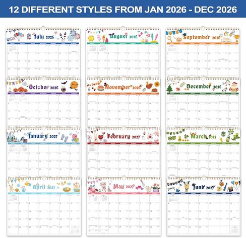 Calendar 2026-2027 - Wall Calendar 2026-2027, July 2026 - December 2027, 18-Month Wall Calendar, 15" x 11.5", Twin-Wire Binding, Holidays, Julian Dates, Thick Paper in Kuwait