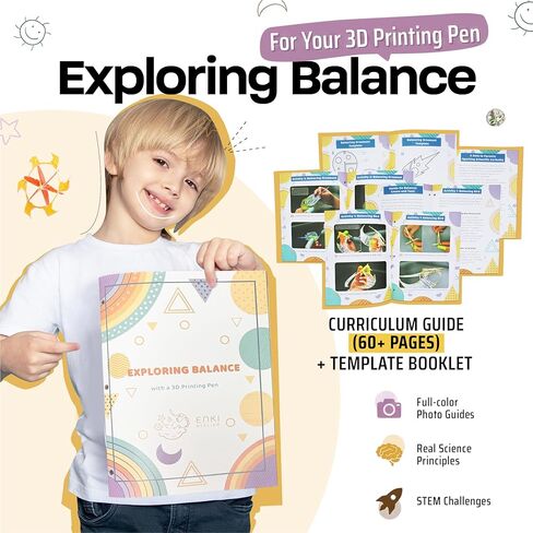 Balancing Bird & 4-in-1 Space Mobile STEM Projects for 3D Pen Users | Balancing Science Kit | Ph.D. Designed Physics & Gravity Curriculum for Kids 8-12 | 2-Book Set, Printed in USA in Saudi Arabia