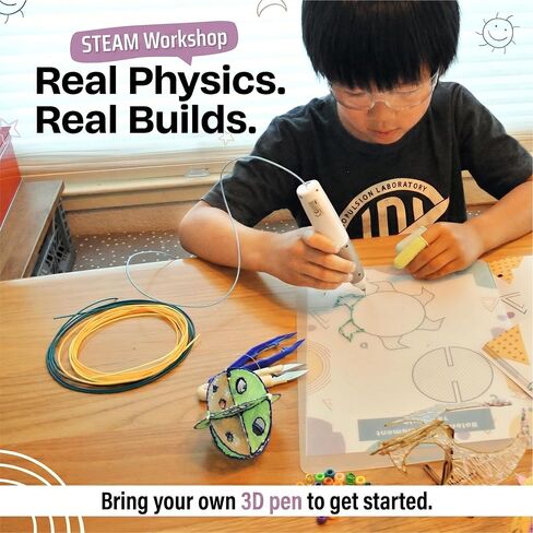 Balancing Bird & 4-in-1 Space Mobile STEM Projects for 3D Pen Users | Balancing Science Kit | Ph.D. Designed Physics & Gravity Curriculum for Kids 8-12 | 2-Book Set, Printed in USA in Saudi Arabia