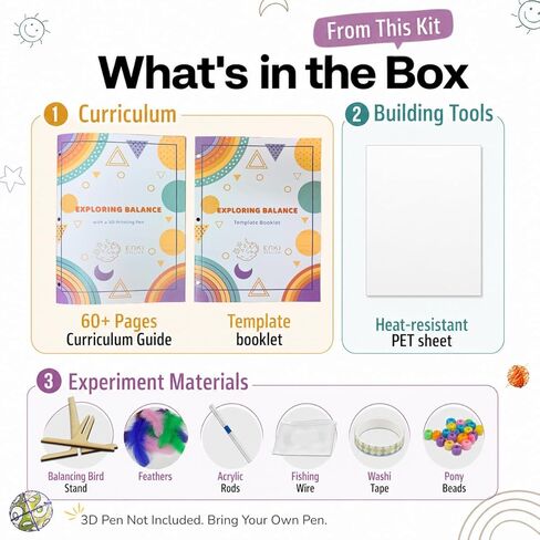 Balancing Bird & 4-in-1 Space Mobile STEM Projects for 3D Pen Users | Balancing Science Kit | Ph.D. Designed Physics & Gravity Curriculum for Kids 8-12 | 2-Book Set, Printed in USA in Saudi Arabia
