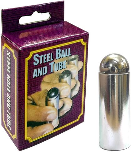 MilesMagic Magician's Super Ball and Tube Mystery Gimmick - Commanding, Transforming, Shrinking Steel Ball into Steel Tube Real Close Up Magic Trick in Kuwait