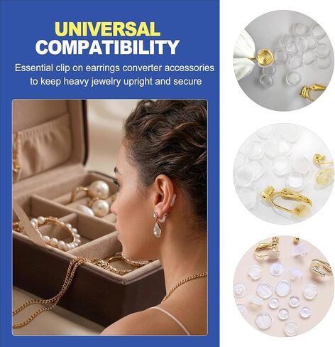 60-Piece Clear Silicone Clip on Earring Backs, 6 Sizes Soft Pads & Comfort Cushions for Jewelry Making Converters, Non-Slip Earring Covers for Sports Kids, Gym & Running in Saudi Arabia