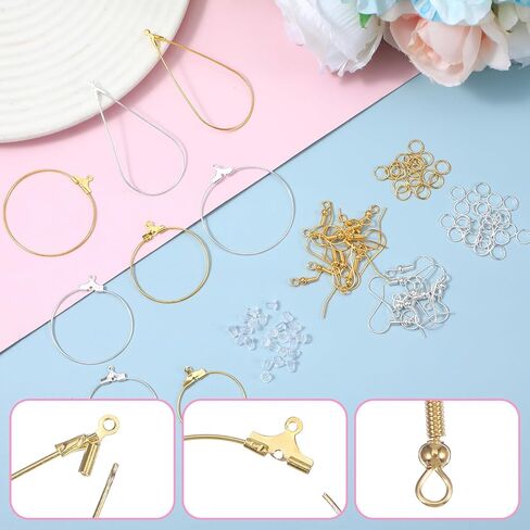 483Pcs Earring Making Kit, Earring Making Supplies with Beading Hoop Earrings Finding Component Accessories, Earrings Hooks, Jump Rings for Jewelry Make DIY Craft Christmas in Kuwait