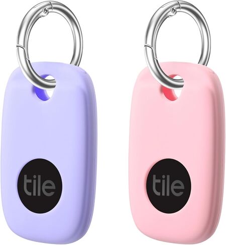 حافظة سيليكون لجهاز Tile Pro 2022 مع سلاسل مفاتيح، قطعتين من الغطاء الواقي المضاد للخدش مع حلقة تسلق (وردي/أرجواني) in Saudi Arabia