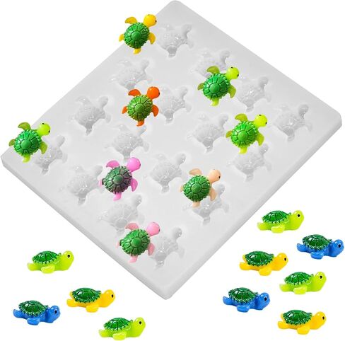 16-Cavity Mini Sea Turtle Resin Silicone Mold 3D Ocean Animal Epoxy Casting Molds Micro Dollhouse Sea Turtle Candle Making Mold for DIY Resin Fairy Garden Miniatures Landscape Crafts Decor in Saudi Arabia