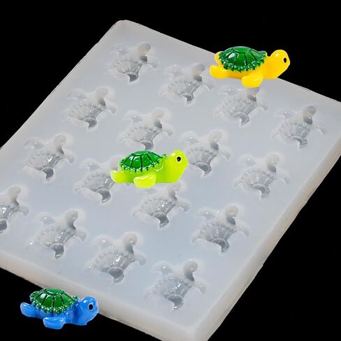 16-Cavity Mini Sea Turtle Resin Silicone Mold 3D Ocean Animal Epoxy Casting Molds Micro Dollhouse Sea Turtle Candle Making Mold for DIY Resin Fairy Garden Miniatures Landscape Crafts Decor in Saudi Arabia