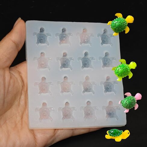 16-Cavity Mini Sea Turtle Resin Silicone Mold 3D Ocean Animal Epoxy Casting Molds Micro Dollhouse Sea Turtle Candle Making Mold for DIY Resin Fairy Garden Miniatures Landscape Crafts Decor in Saudi Arabia