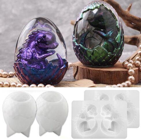 4pack Dragon Egg Resin Mold, Large Resin Tank epoxy Mold, Casting Silicone Mold, Realistic Dinosaur Egg Silicone Mold, Suitable for epoxy Resin, DIY Crafts, Home Decoration in Saudi Arabia