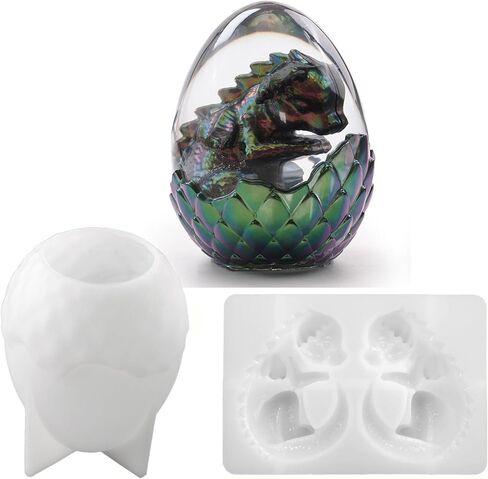 4pack Dragon Egg Resin Mold, Large Resin Tank epoxy Mold, Casting Silicone Mold, Realistic Dinosaur Egg Silicone Mold, Suitable for epoxy Resin, DIY Crafts, Home Decoration in Kuwait