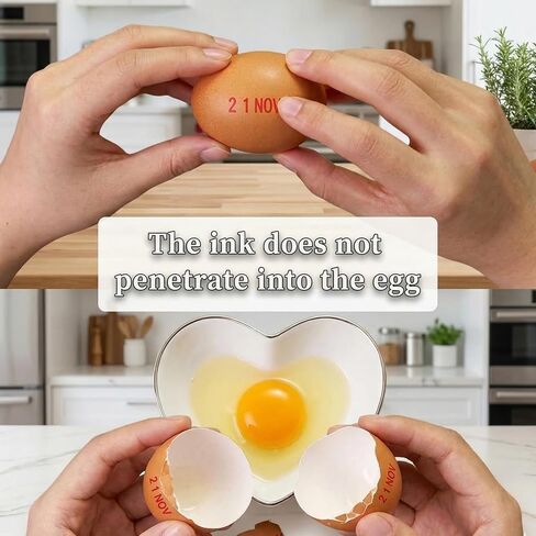 Egg Date Stamp Kit with 2 Fade-Resistant Ink Pads, Egg Stamper for Farm Fresh Eggs, Date Lable Stamps for Mark Farm Office Shipping in Saudi Arabia