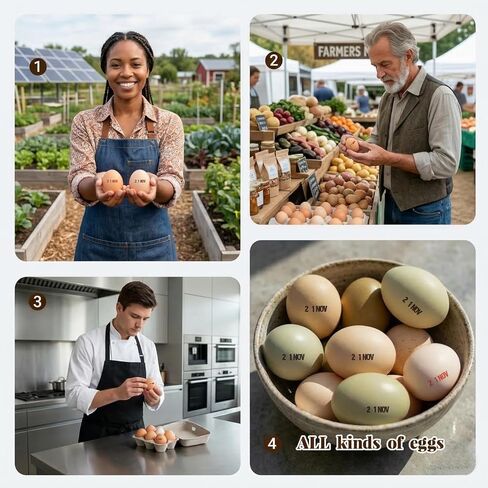 Egg Date Stamp Kit with 2 Fade-Resistant Ink Pads, Egg Stamper for Farm Fresh Eggs, Date Lable Stamps for Mark Farm Office Shipping in Saudi Arabia