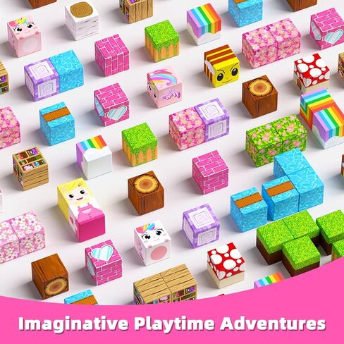 Magnetic Blocks, 100PCS Magnetic Building Cube Set for Kids Ages 4-8, Constructions STEM Montessori Stacking Toy, Sensory Tiles Building Birthday Toys Gifts for Girls in Kuwait
