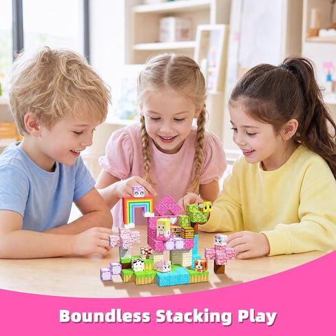 Magnetic Blocks, 100PCS Magnetic Building Cube Set for Kids Ages 4-8, Constructions STEM Montessori Stacking Toy, Sensory Tiles Building Birthday Toys Gifts for Girls in Kuwait