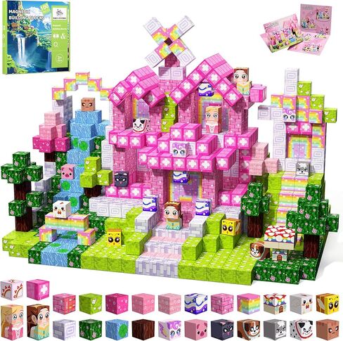 Magnetic Blocks, 100PCS Magnetic Building Cube Set for Kids Ages 4-8, Constructions STEM Montessori Stacking Toy, Sensory Tiles Building Birthday Toys Gifts for Girls in Kuwait