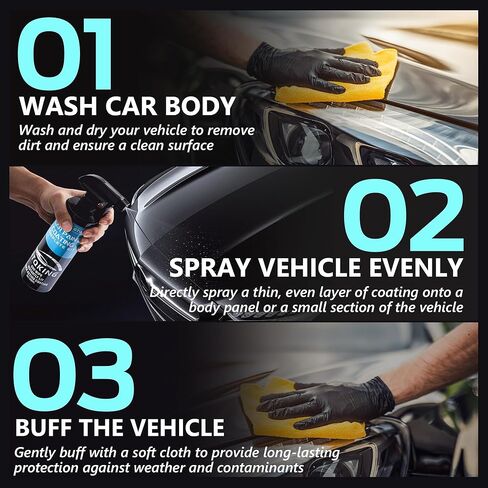 Premium Ceramic Coating for Cars- Quick Effect Coating Agent - Car Coating Spray, Suitable for cars, pickup trucks, RVs, motorcycles, etc. Fast Application for Long-Lasting Shine & Protection in Saudi Arabia