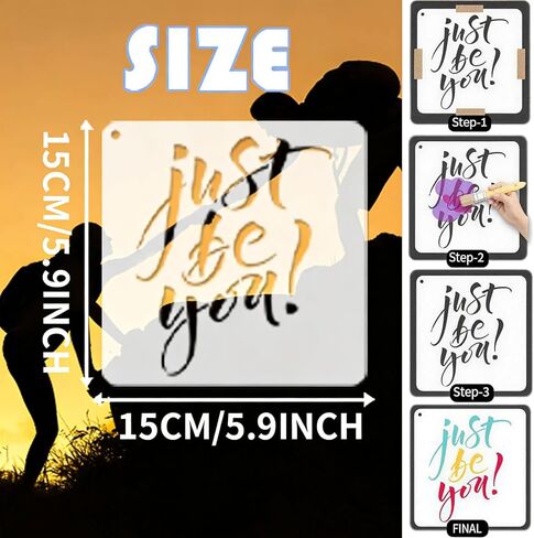 25 Inspirational Stencils for Painting, Kurilai Quote & Phrase Sayings Motivational Word Templates, Craft Reusable Stencils for Painting on Wood, Wall, Canvas, Fabrics, Paper & Home Signs (5.91 inch) in Saudi Arabia