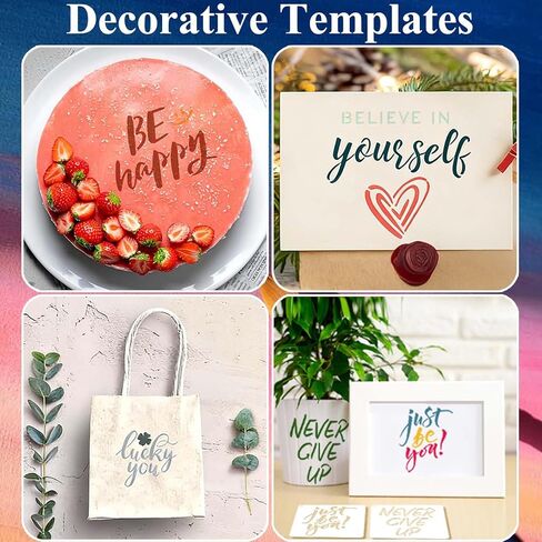 25 Inspirational Stencils for Painting, Kurilai Quote & Phrase Sayings Motivational Word Templates, Craft Reusable Stencils for Painting on Wood, Wall, Canvas, Fabrics, Paper & Home Signs (5.91 inch) in Saudi Arabia