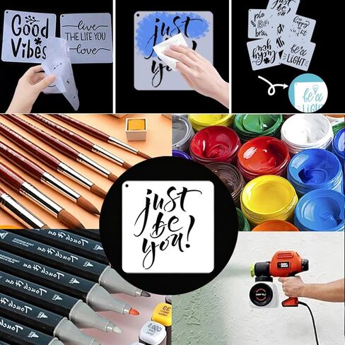 25 Inspirational Stencils for Painting, Kurilai Quote & Phrase Sayings Motivational Word Templates, Craft Reusable Stencils for Painting on Wood, Wall, Canvas, Fabrics, Paper & Home Signs (5.91 inch) in Saudi Arabia