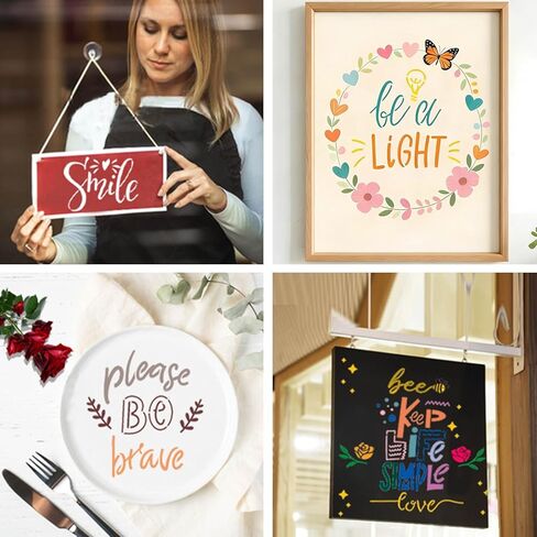 25 Inspirational Stencils for Painting, Kurilai Quote & Phrase Sayings Motivational Word Templates, Craft Reusable Stencils for Painting on Wood, Wall, Canvas, Fabrics, Paper & Home Signs (5.91 inch) in Saudi Arabia