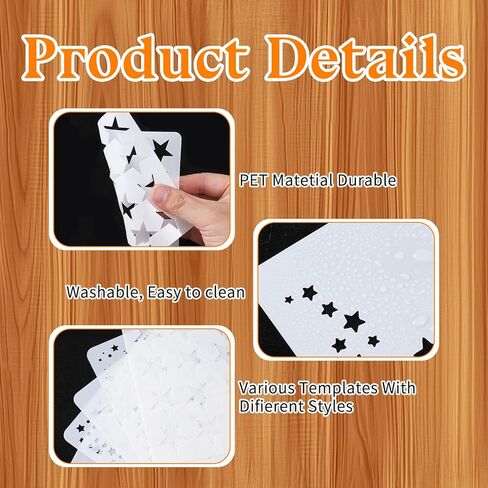 20 Pcs Star Stencils for Painting, Reusable DIY Star Stencils Stars Background Craft Stencil Stars Drawing Template for Scrapbook Paper Canvas Fabric Wall Furniture Wood in Saudi Arabia