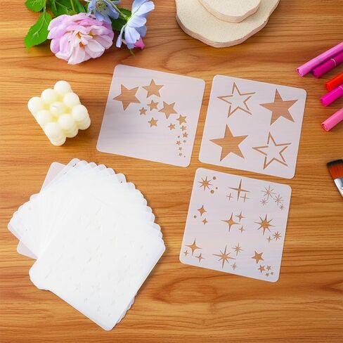 20 Pcs Star Stencils for Painting, Reusable DIY Star Stencils Stars Background Craft Stencil Stars Drawing Template for Scrapbook Paper Canvas Fabric Wall Furniture Wood in Saudi Arabia