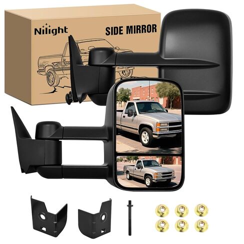 Nilight Towing Mirrors Manual Adjusted Flat Convex Glass Telescoping Folding Compatible With 1988-1998 Chevy Silverado GMC Sierra C/K 1500 2500 3500 Tahoe Suburban Yukon in Kuwait