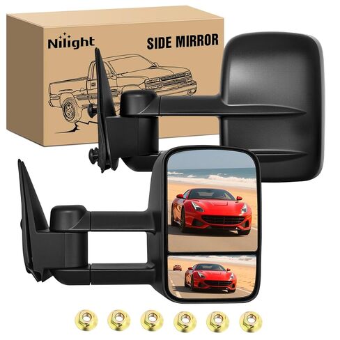 Nilight Towing Mirrors Manual Adjusted Flat Convex Glass Telescoping Folding Compatible With 1988-1998 Chevy Silverado GMC Sierra C/K 1500 2500 3500 Tahoe Suburban Yukon in Kuwait