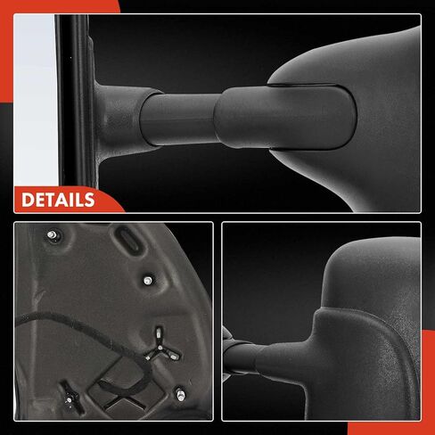 A-Premium Towing Mirrors - Compatible with Ford F-250 Super Duty 1999-2007, F-350 Super Duty 1999-2007, F-450 Super Duty, F-550 Super Duty, Excursion - Manual Folding Telescoping Black - Pair Set in Kuwait