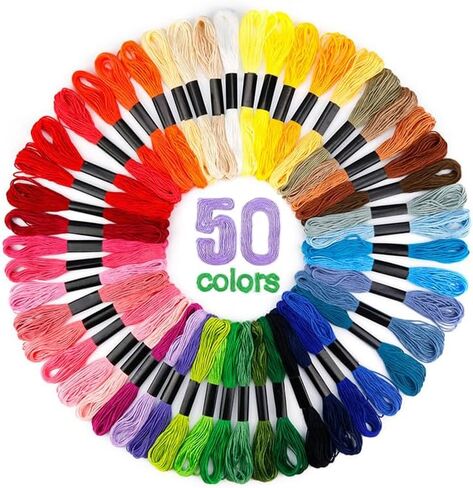 Friendship Bracelet String Embroidery Floss 50 Skeins Cross Stitch Thread Rainbow Color Friendship Bracelets Crafts Floss Bracelet Making Yarn in Kuwait